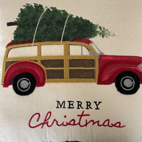 Embroidered/Painted Christmas Throw Pillow - Picture 2 of 3